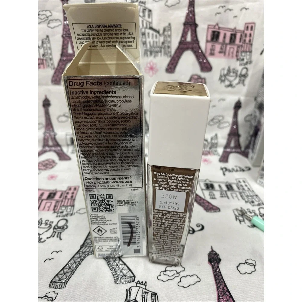 LANCOME ~‎ TEINT IDOLE ULTRA WEAR CARE & GLOW FOUNDATION ~ # 520(W) NEW Exp 3/26